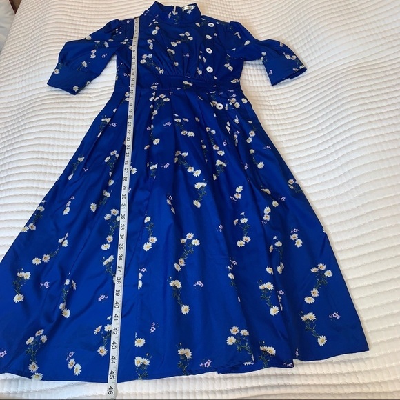 Wayward Fancies eShakti Dress Blue Floral Midi Size S 6 - Picture 9 of 11